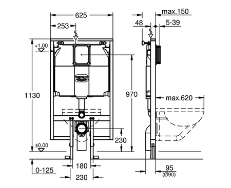 Stelaż podtynkowy do toalety Grohe Rapid SL 8 cm