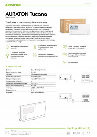 Sterownik AURATON Tucana (2025) Regulator CARBON EDITION