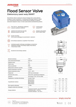 Auraton Flood Sensor Valve 1" elektroniczny zawór