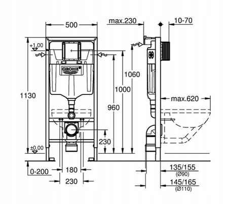 Stelaż podtynkowy do toalety Grohe Rapid
