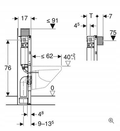 Stelaż podtynkowy do toalety Geberit Duofix Omega H82 cm